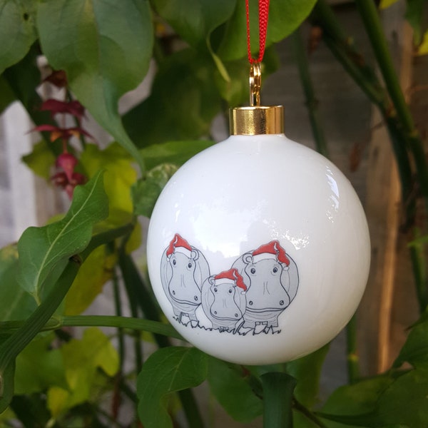 Hippo Christmas bauble