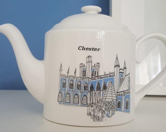 Chester city teapot gift, Bone china made in England teapot