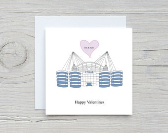 Man City Christmas Card, Etihad Stadium, Personalised Football Fan Card