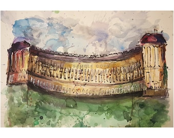 Bath, Crescent, Watercolour Painting Print