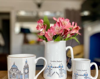 Personalised Bone China Jug: London Souvenir Tea Set