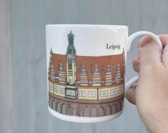 Leipzig Architecture Bone China Mug, Germany Landmarks Gift