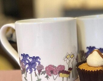 Spring Flower Bone China Mug, Mum Gift, Personalizable