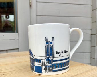 Bury St. Edmunds Mug: Hand-Drawn Architecture, Tourist Gift