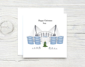 Personalized Man City Christmas Card, Football Fan Gift