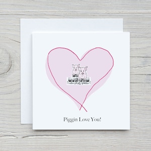 Carte personnalisée de Saint-Valentin avec un cochon mignon, carte avec un cochon culotté