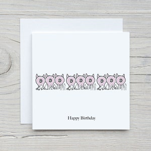 Cute pig greetings card, Pig tails birthday card