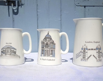 London Skyline Bone China Jug Set, Souvenir Pitchers