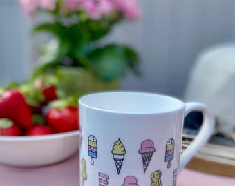 Ice Cream Bone China Mug, Seaside Coastal Decor