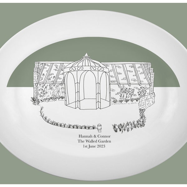 Personalised Wedding venue gift oval platter, Bride and Groom wedding gift, Made in England Wedding present, Mother of Bridge gift