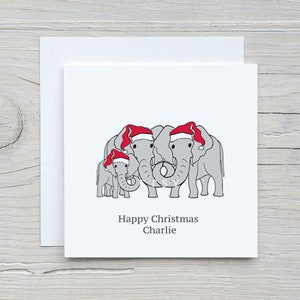 Biglietto di Natale con elefante, biglietto personalizzato con elefante