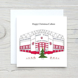Kerstkaart Stoke-fan, gepersonaliseerde voetbalkerstkaart, kerstkaart vader, kerstkaart zoon,