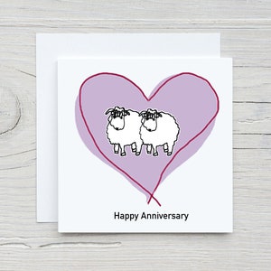 Carte de mouton de la Saint-Valentin, carte de M. et M., jolie carte d'anniversaire