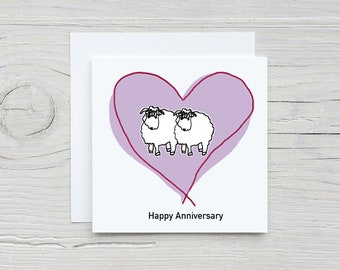 Hand Drawn Sheep Anniversary Card, Mr and Mr Valentine's