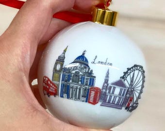 Westminster Abbey London Bone China Christmas Bauble, London Calling Souvenir Ornament,