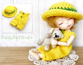 Outfit PukiFee / Lati Yellow / Irrealdoll overalls Clothes BJD dolls Tiny Lati Yellow Hat PukiFee Romper 1:6 scale BJD dolls Yellow outfit