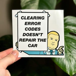 Funny Mechanic Sticker – Error Code Warning Decal | Car Tech Humor Vinyl | Auto Shop Toolbox Sticker
