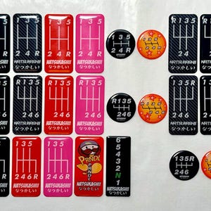 JDM Shift Pattern Sticker – 5 Speed, 6 Speed, 1 Down 5 Up Motorcycle, Auto PRNDL | Glossy Gear Shift Decal | Car Interior Mod | Natsukashii
