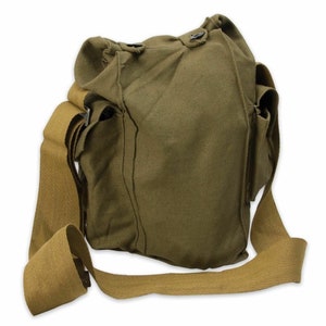 Sac de masque à gaz GP5 vert en toile soviétique pour le transport du filtre de masque facial militaire GP-5 des années 1980 avec bandoulière réglable sac fourre-tout vintage