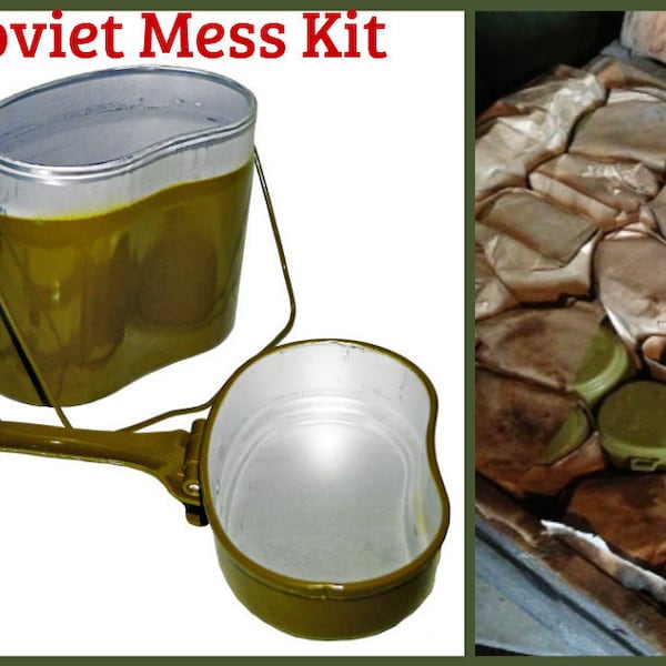 Original Soviet Soldier Mess Kit Bowl Сauldron Frying Pan Meal Pot Camping Hiking Aluminium Military Cook Field Gear Unissued Surplus