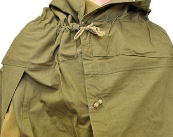 希少 50s ソ連軍 平織り コットン ミリタリー モンスーン ケープ 