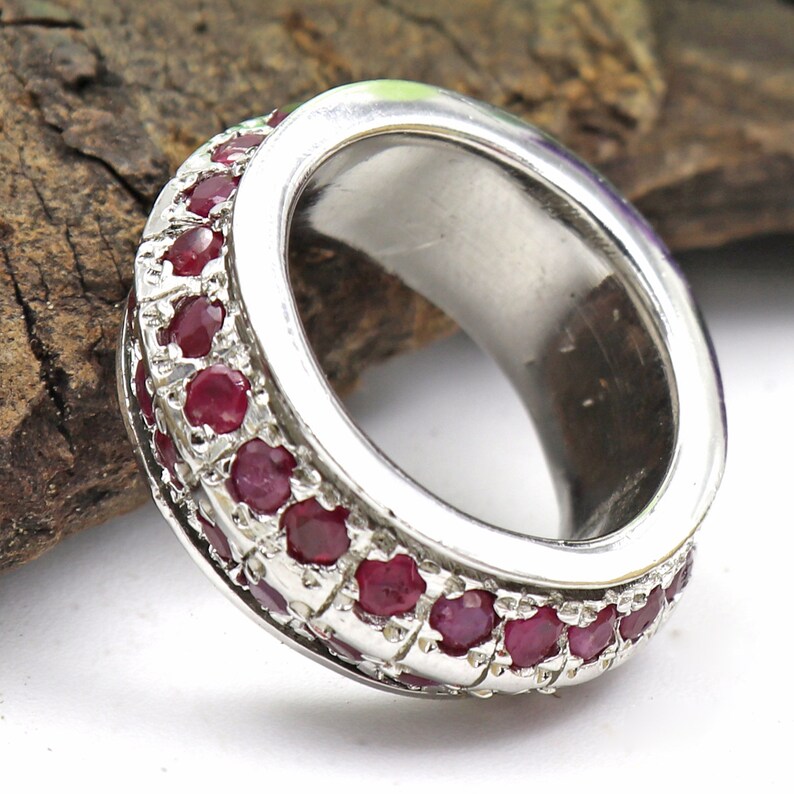 Spinner Ring Round Small Ruby Gemstone Ring 925 sterling | Etsy
