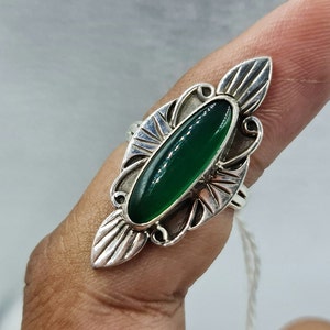 925 Sterling Silver Green Onyx Oval Ring For Women, Handmade Onyx Gemstone Silver Ring For Her, Faceted Onyx Ring For Bridesmaid Gift