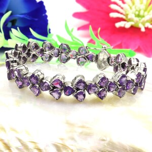 Sterling Silver Amethyst Bracelet - 7.00 Inches