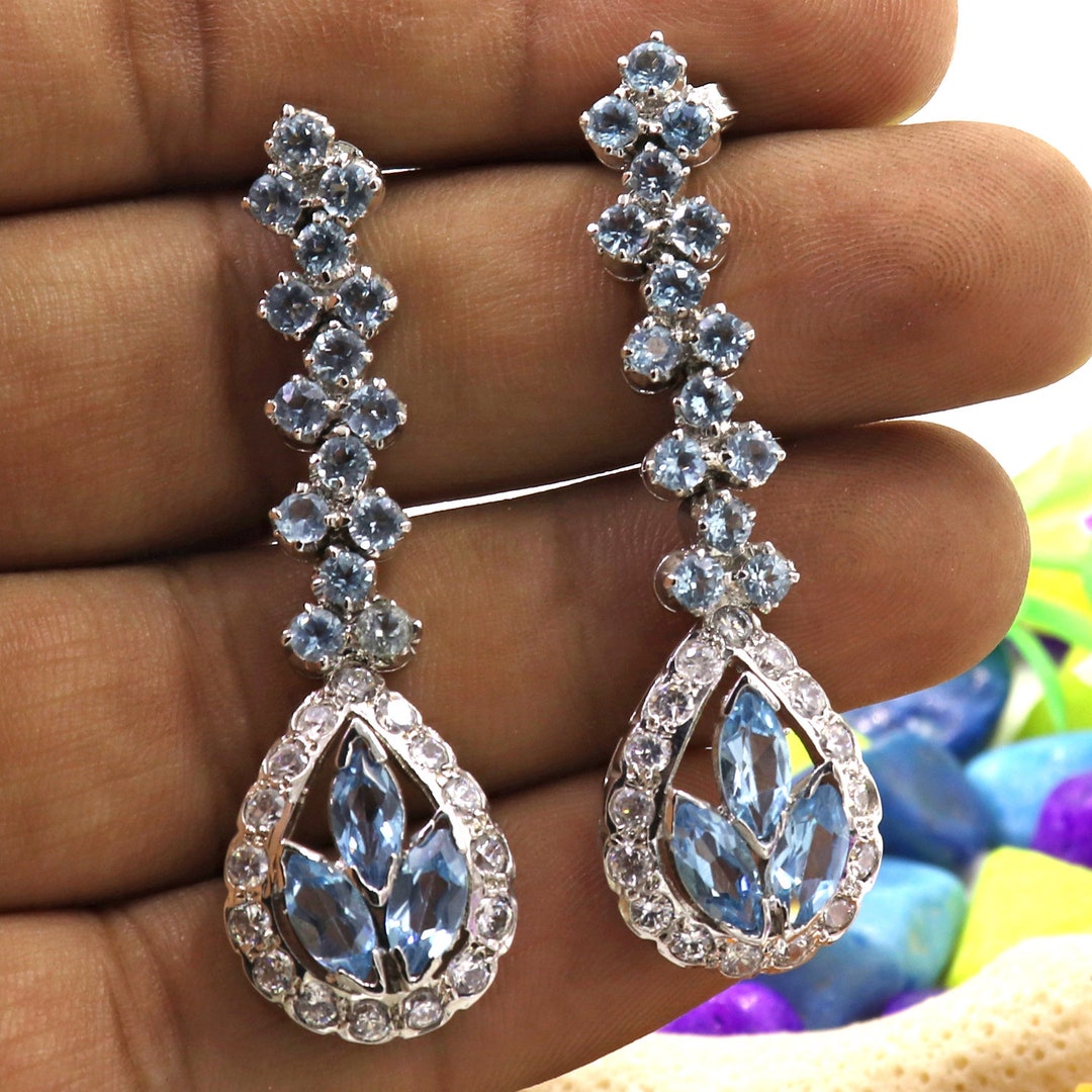 Buy Royal Bali Style/natural Blue Topaz Gemstone Earring/925 Online in ...