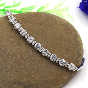 925 STERLING SILVER/BRACELETS/Natural White Zircon/Bracelet Length 7.00 Inches/Weight 13.200 g/Gemstone Bracelets