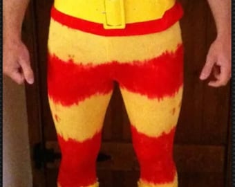 Hulk Hogan Wrestling Tights Pants Fancy Dress Tie Dyed Lookalike replica