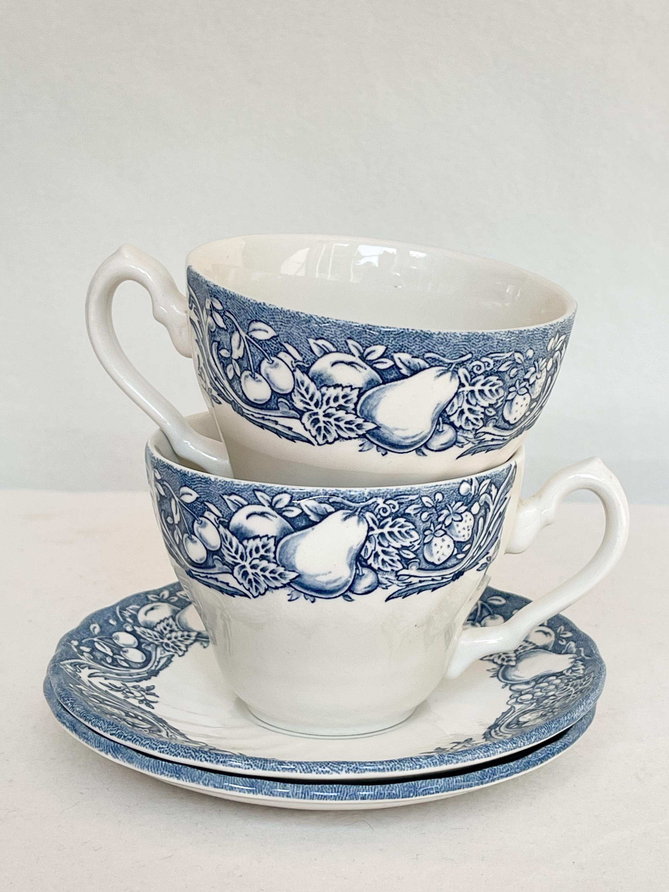Vintage Pair of Churchill Fruit Cup and Saucer Duos, Georgian
