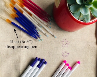 Mix packs of 3 Disappearing markers, heat disappearing pens, air erasable, water soluble pen for craft, leatherwork, embroidery, dressmaking