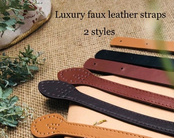 Luxury faux leather handbag straps vegan leather handle for shoulder bags artificial leather straps with rivets pleather straps for bags