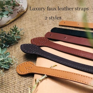 Luxury faux leather handbag straps vegan leather handle for shoulder bags artificial leather straps with rivets pleather straps for bags