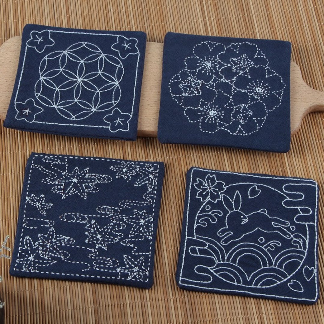 Sashiko Style Embroidery Kits for Beginners, Easy to Follow Preprinted