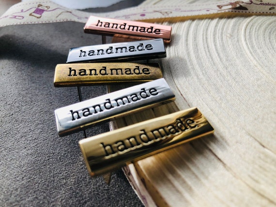 Metal Handmade Labels for Handmade Bags, Clothes, Leather, Knitting,  Crochet and Craft Projects 