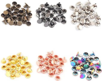 100 jeux de rivets doubles, 8 mm Rivets métalliques pour sacs, vestes, ceintures, chaussures, maroquinerie G5