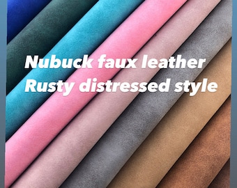 Nubuck style faux leather, Rustic synthetic leather E3