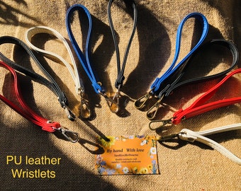 Quality PU leather wristlets straps, premade leather wristlets handles G4B