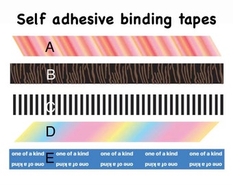 Self-adhesive/smackdown binding tapes, adhesive gift ribbons A4