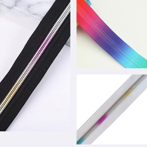 Size 5 Rainbow zipper tapes by the metre G3