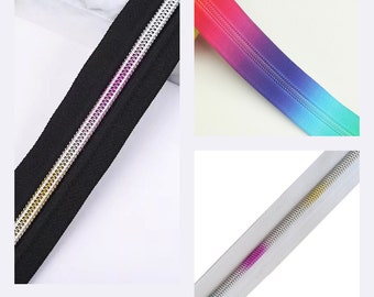 Size 5 Rainbow zipper tapes by the metre G3