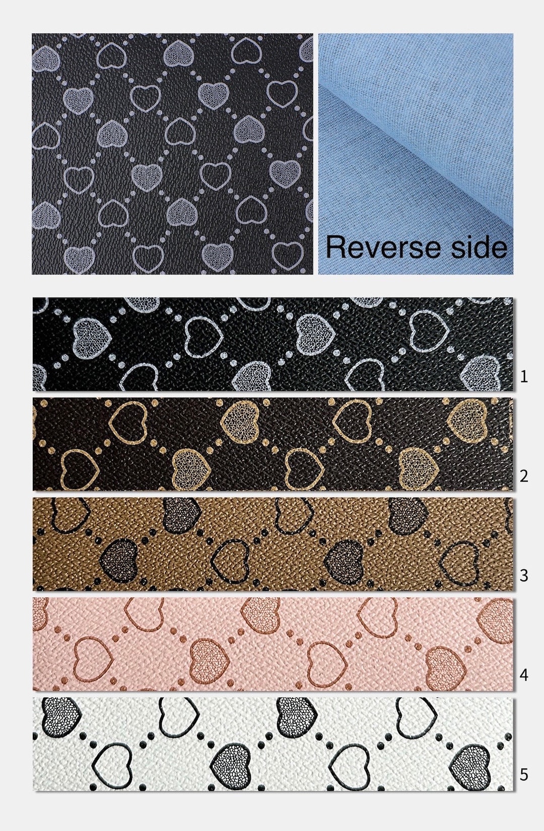 Pattern E4 Heart Shape Pattern Faux Leather, Printed Faux Leather, Vegan Pleather ...
