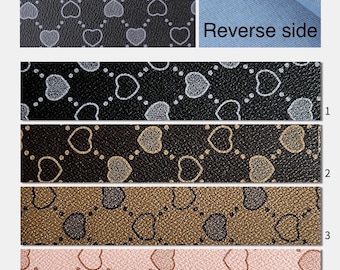 Piel sintética con estampado de corazón, piel sintética estampada, cuero sintético vegano, cuero sintético E4