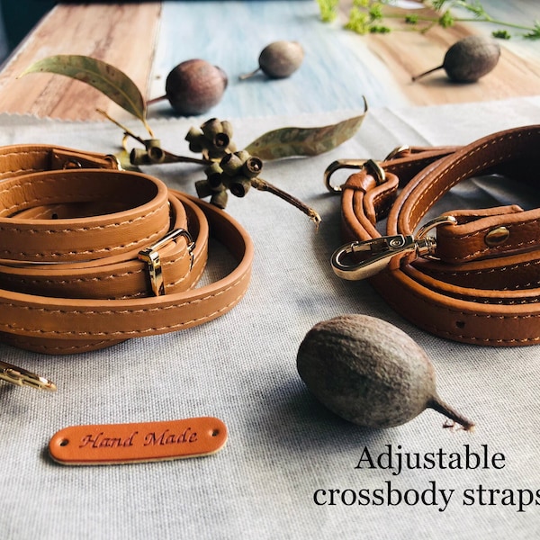 Premium adjustable crossbody leather straps, genuine leather straps, vegan leather straps, straps for bags, leather handles, handmade bags