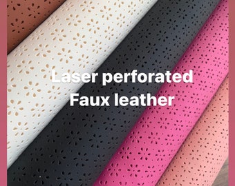 Laser perforated vinyl, laser pattern synthetic leather, soft faux leather for bag making, home decor, shoes etc.