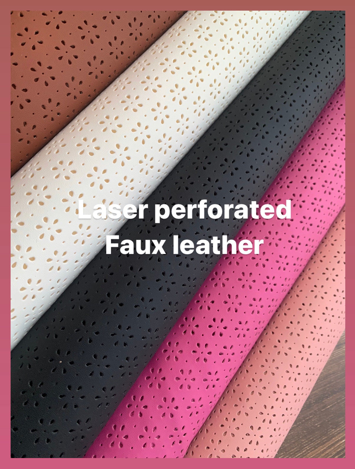 Laser perforated vinyl, laser pattern synthetic leather, soft faux leather for bag making, home decor, shoes etc. E4