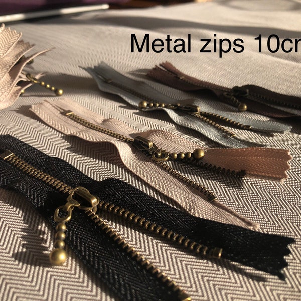 Zips métal taille 3, zips métal laiton vieilli, zips métal noir, marron, beige et gris pour sacs et porte-monnaie