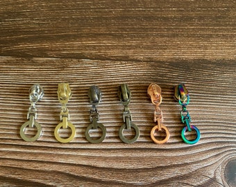 Circle zipper pulls, metal slides for size 5 nylon zipper tapes A3bl